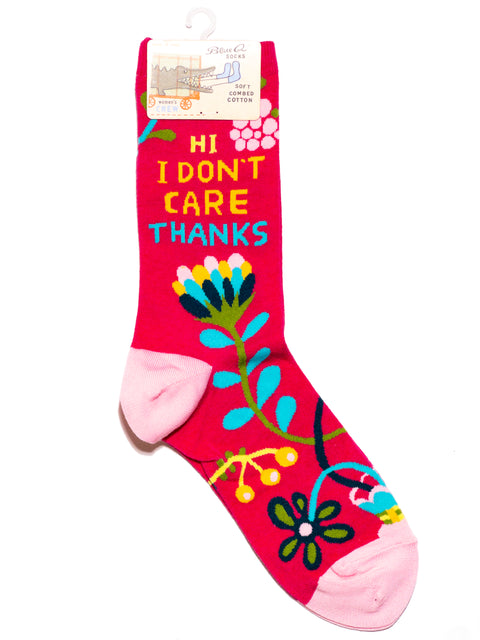 Hi. I Don't Care. Women's Crew Socks