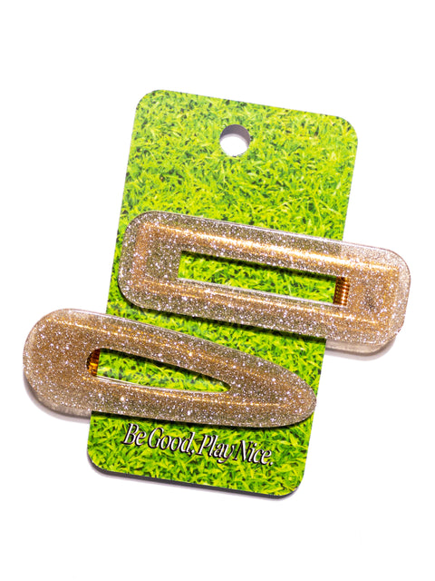 Gold Glitter Hair Clip 2-pack