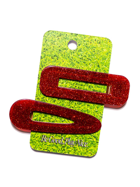 Red Glitter Hair Clip 2-pack