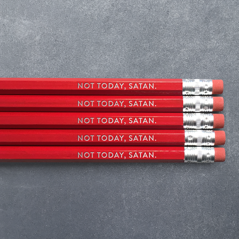 Pas aujourd'hui, lot de 5 crayons Satan