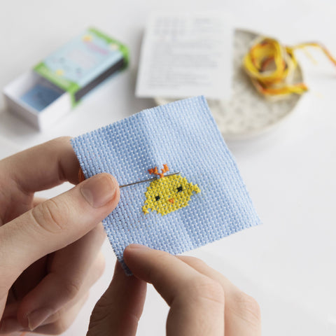 Chick Cross Stitch Kit In A Matchbox