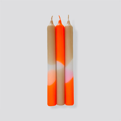 Papaya Sand Dip Dye Pillar Candle Set