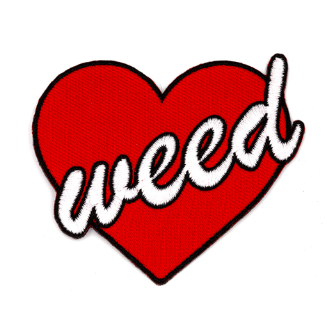 Weed Heart Iron-On Embroidered Patch