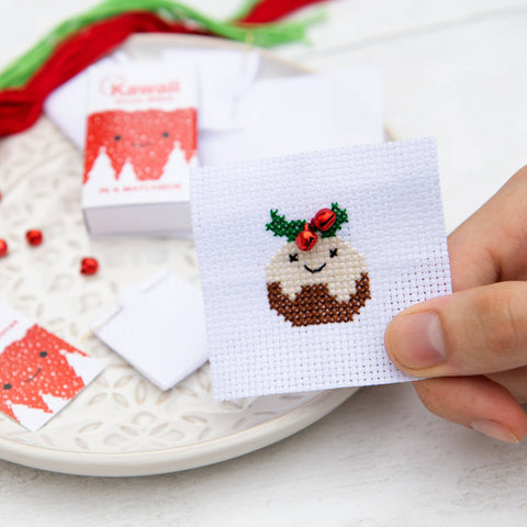Christmas Pudding Cross Stitch Kit In A Matchbox