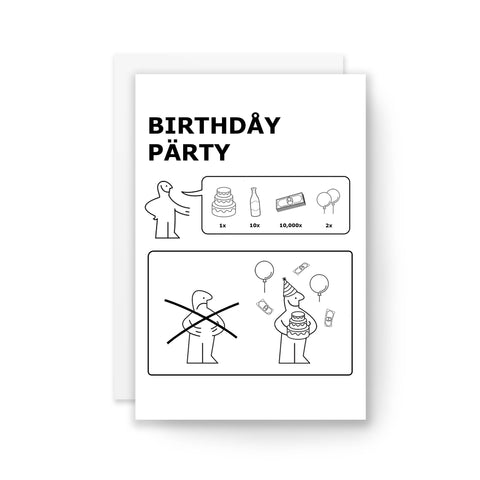 Carte d'instructions de fête